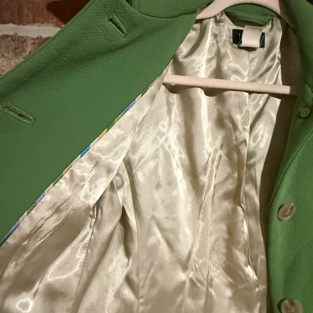 Vintage J. Crew Bright Green Single-Breasted Pea Coat - Picture 4 of 4